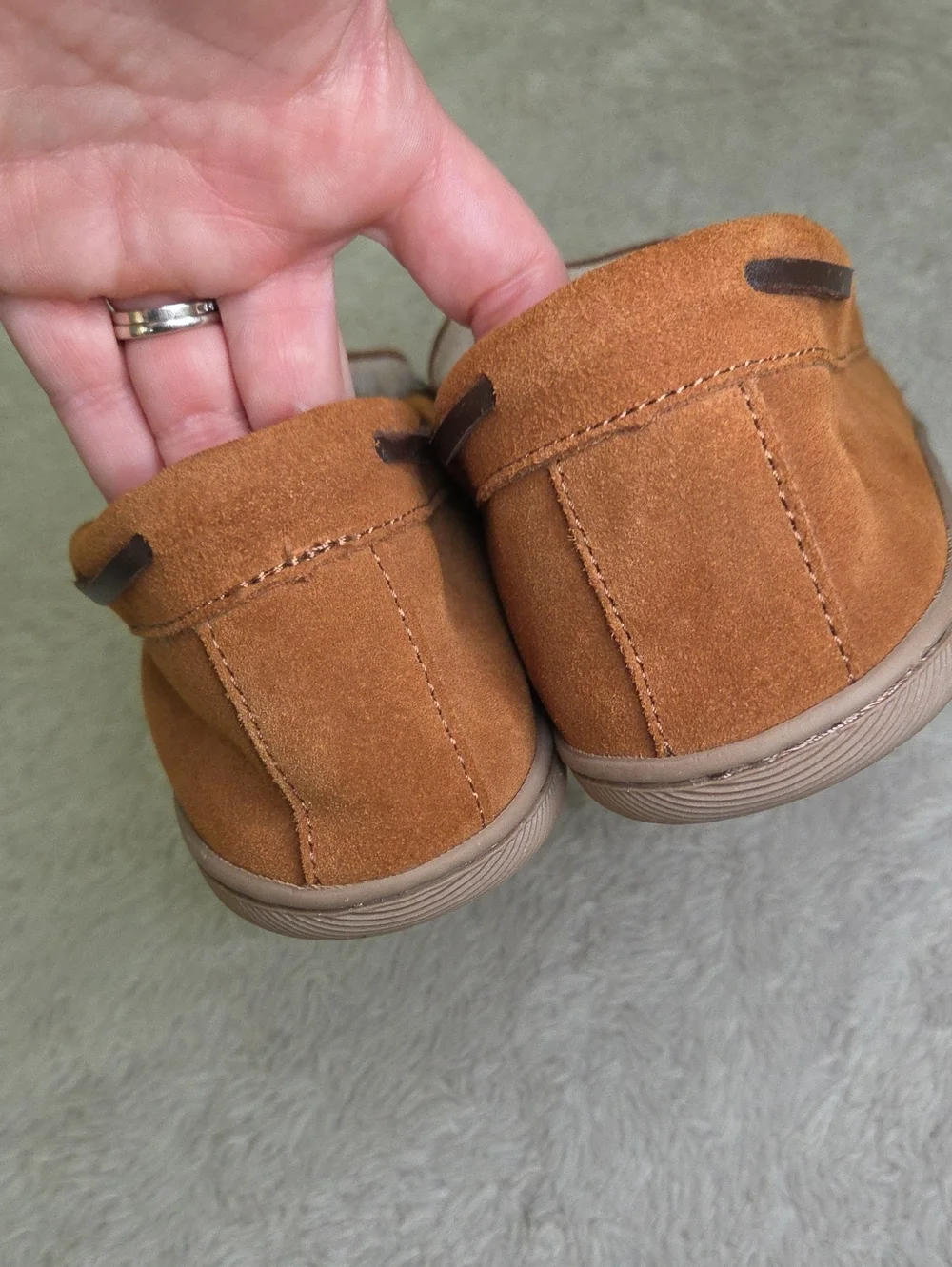 Men's J Crew Classic Suede Sherpa Lined House Shoes Sz 11